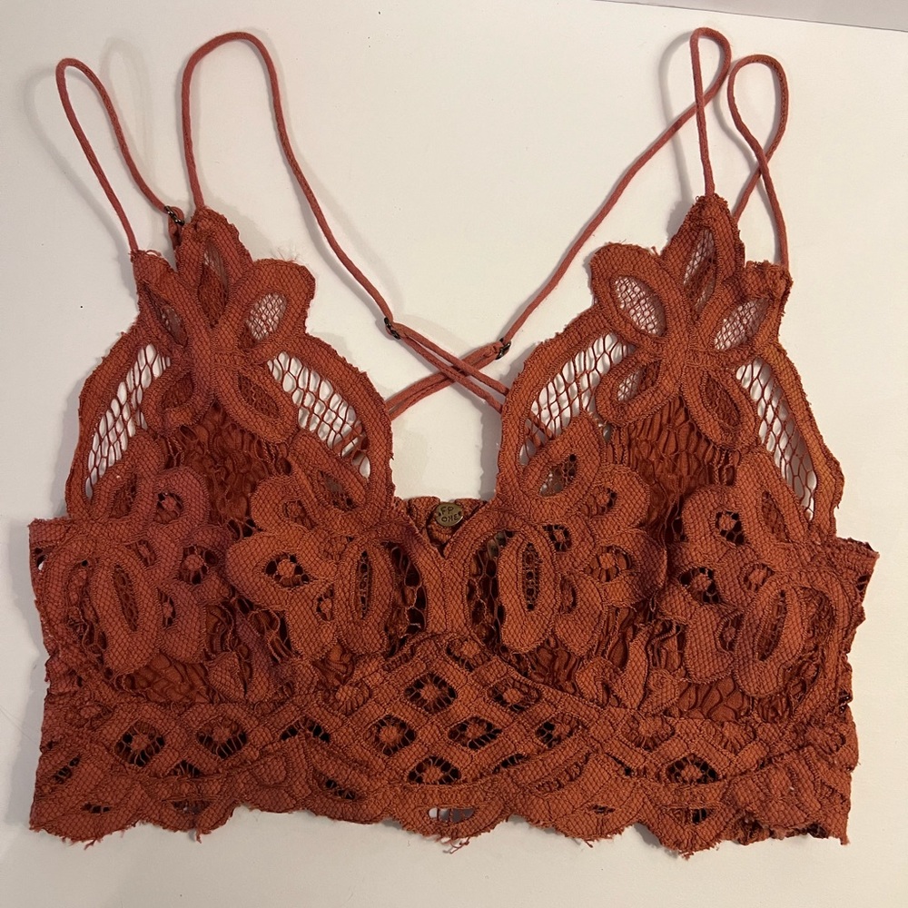 Free People Adela lace women’s bralette size XS rust color